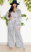 Daytime Elegance | Black and White Jumpsuit - Cutely Covered