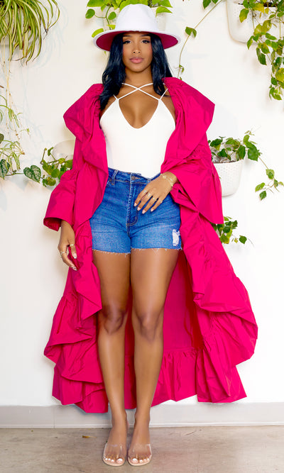 Not Playing | Ruffle Kimono - Red - Cutely Covered