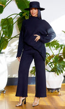 2Thique | Ribbed Mock Turtle Neck Set - Black - Cutely Covered