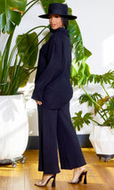 2Thique | Ribbed Mock Turtle Neck Set - Black - Cutely Covered