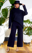 2Thique | Ribbed Mock Turtle Neck Set - Black - Cutely Covered