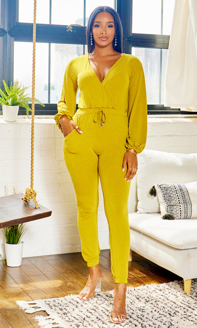 Citrus Chic - Lemon Yellow Tight Jumpsuit - Cutely Covered