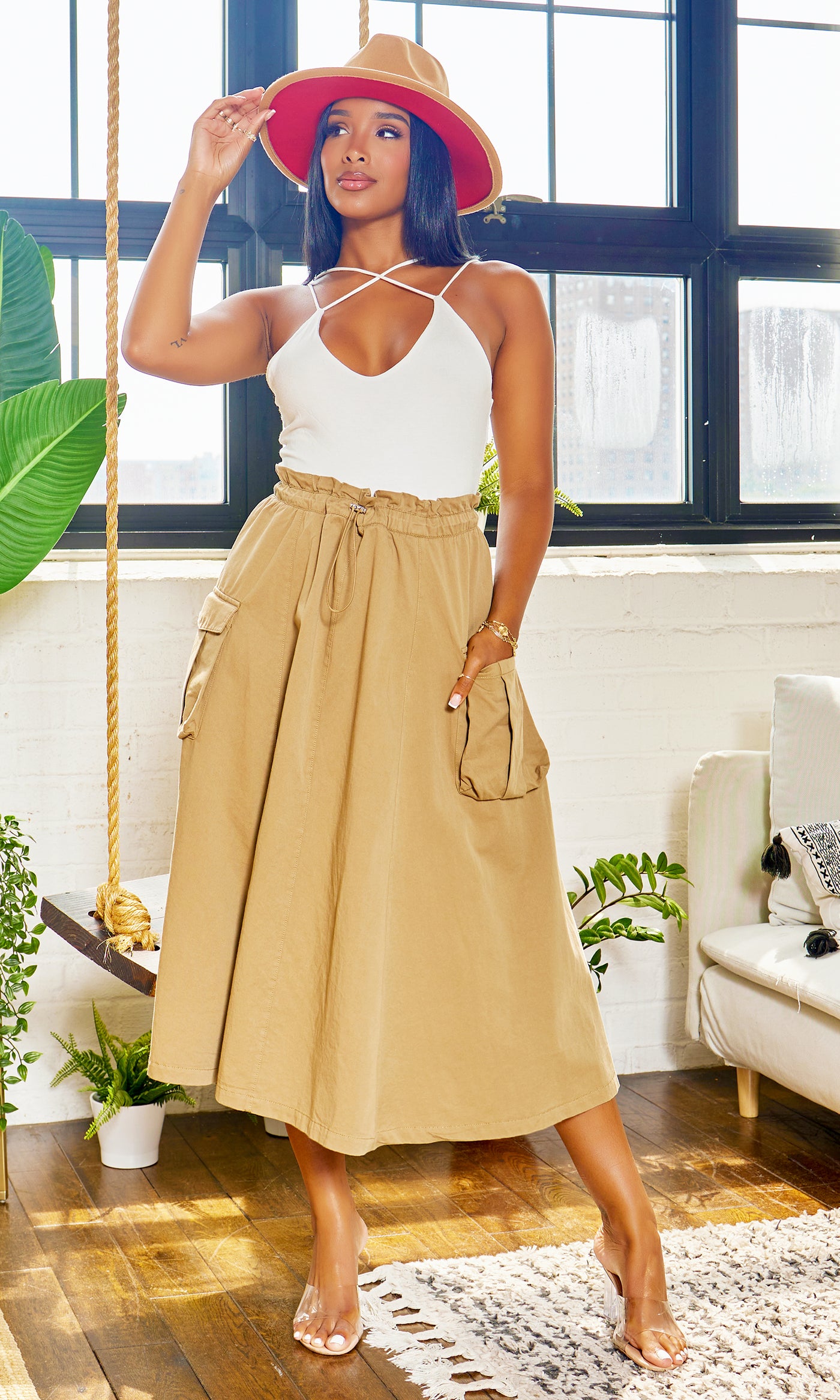 Enigma - Simply Classy Skirt's Allure Khaki - Cutely Covered