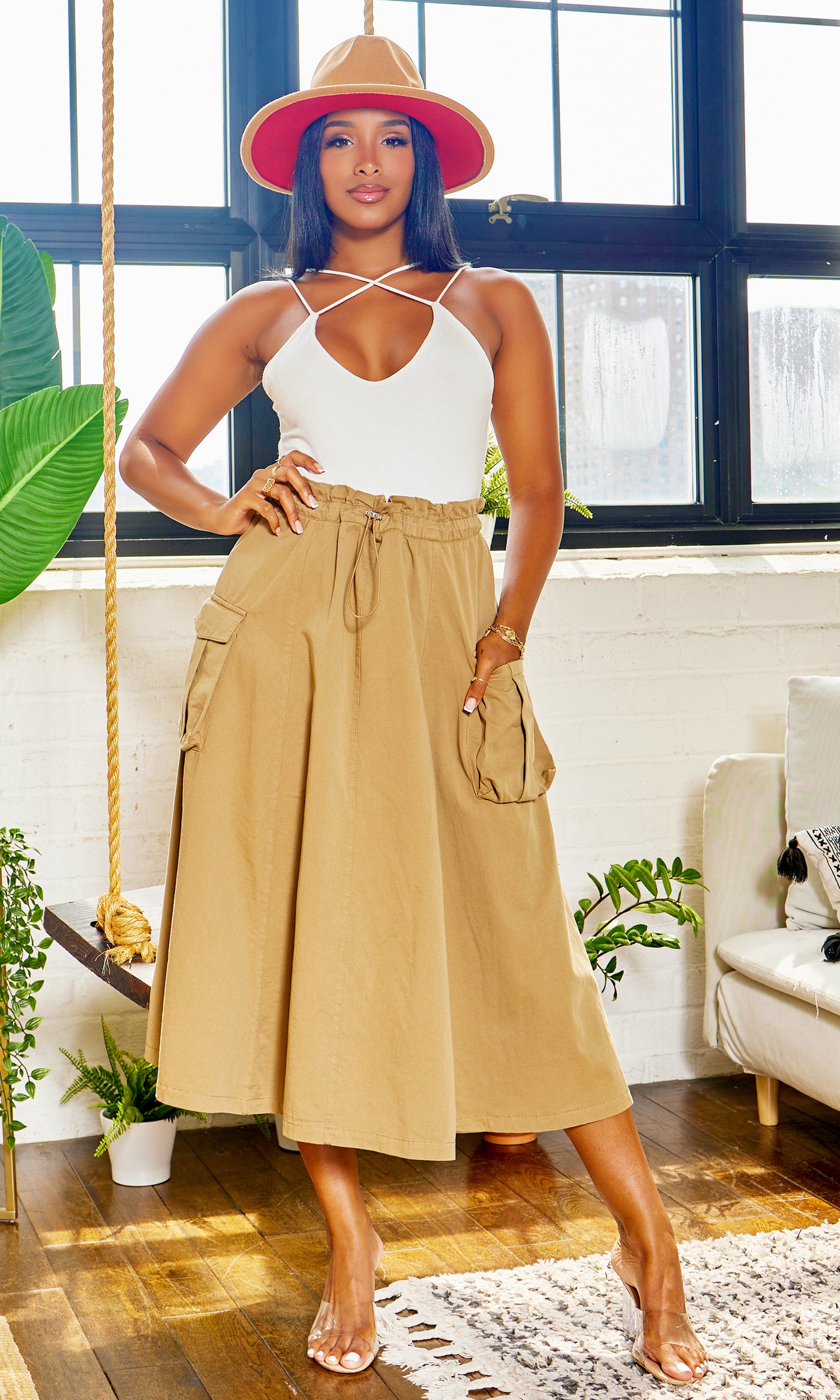 Enigma - Simply Classy Skirt's Allure Khaki - Cutely Covered