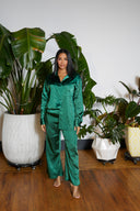 Daily Co-ord Satin Shirt Set- Green - Cutely Covered