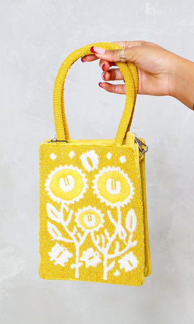 Citrus Bloom Beaded Mini Tote - Cutely Covered