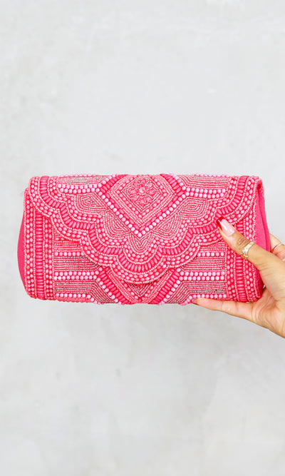Regal Raspberry Embellished | Evening Clutch - Cutely Covered