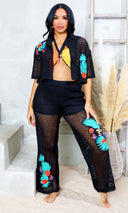 Midnight Lace | Mesh Cover-Up Pants Set - Cutely Covered