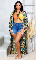 Tropical Breeze Maxi Kimono - Black Combo - Cutely Covered