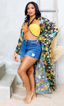 Tropical Breeze Maxi Kimono - Black Combo - Cutely Covered