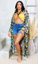 Tropical Breeze Maxi Kimono - Black Combo - Cutely Covered