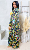 Tropical Breeze Maxi Kimono - Black Combo - Cutely Covered