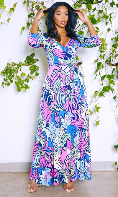 Blessed and Beautiful l  Stretch Maxi Dress - Multi - Cutely Covered