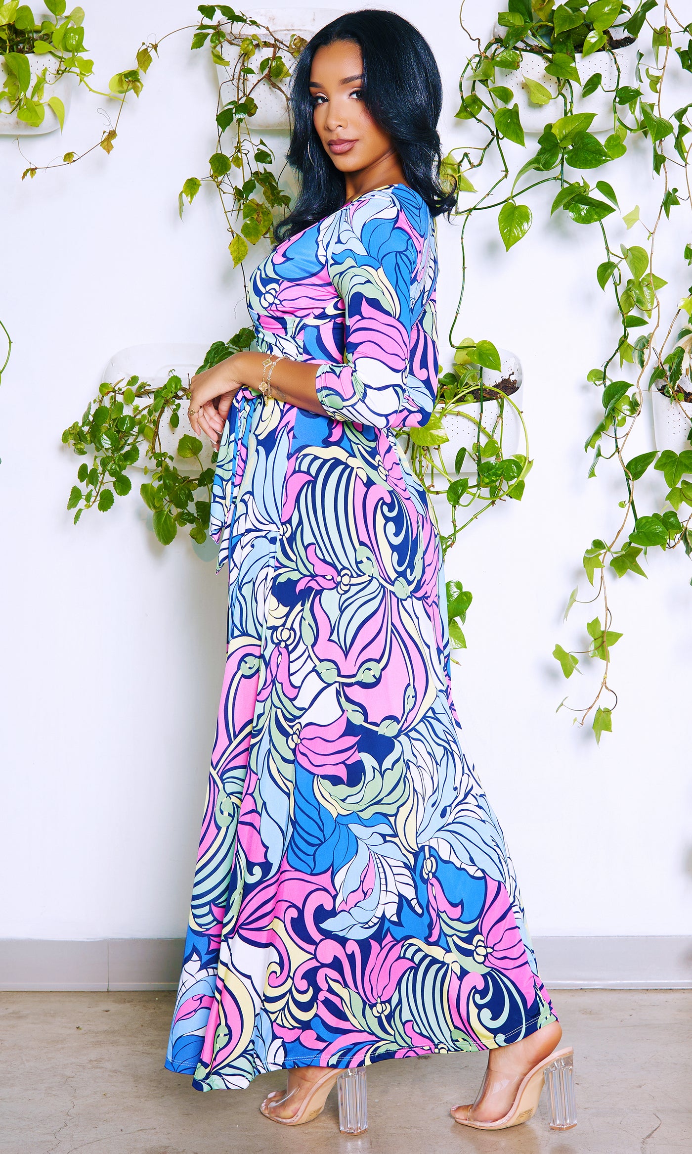 Blessed and Beautiful l  Stretch Maxi Dress - Multi - Cutely Covered