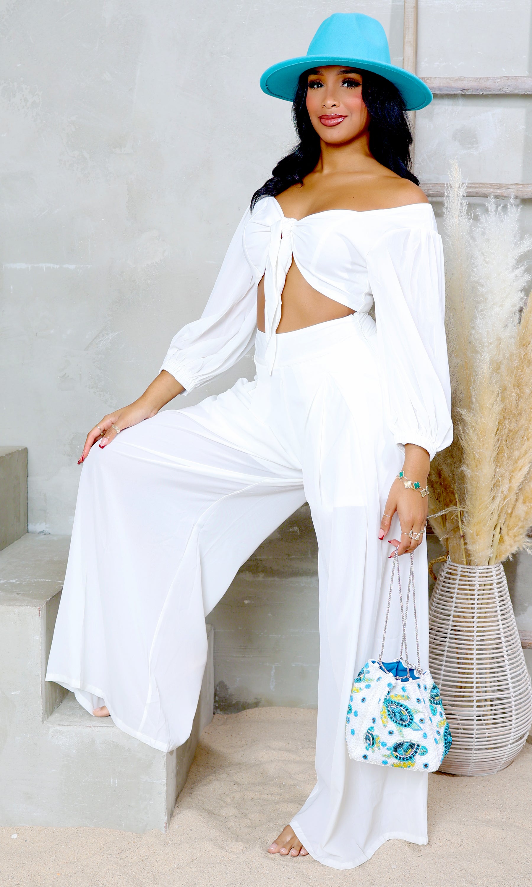 HOUSE OF PALOMA セットアップ　2y Paloma Flare Pant Suit - Blue | Fashion Nova