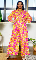 Abstract Elastic Waist Pants Set - Cutely Covered