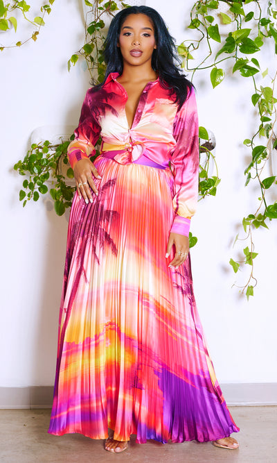 Summer Sunsets | Sunset Print Skirt Set - Cutely Covered