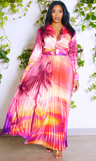 Summer Sunsets | Sunset Print Skirt Set - Cutely Covered