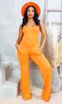 Flexi Pocket Sleeveless Jumpsuit - Orange - Cutely Covered
