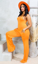 Flexi Pocket Sleeveless Jumpsuit - Orange - Cutely Covered