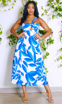 Blue Bliss | One Sleeve Blue Leaf Dress - Cutely Covered