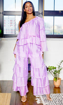 One Shoulder Tiered Organza Set | Lilac - Cutely Covered