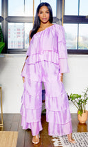 One Shoulder Tiered Organza Set | Lilac - Cutely Covered