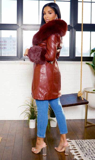 High Class Faux Fur Foxy Coat - Coffee - Cutely Covered