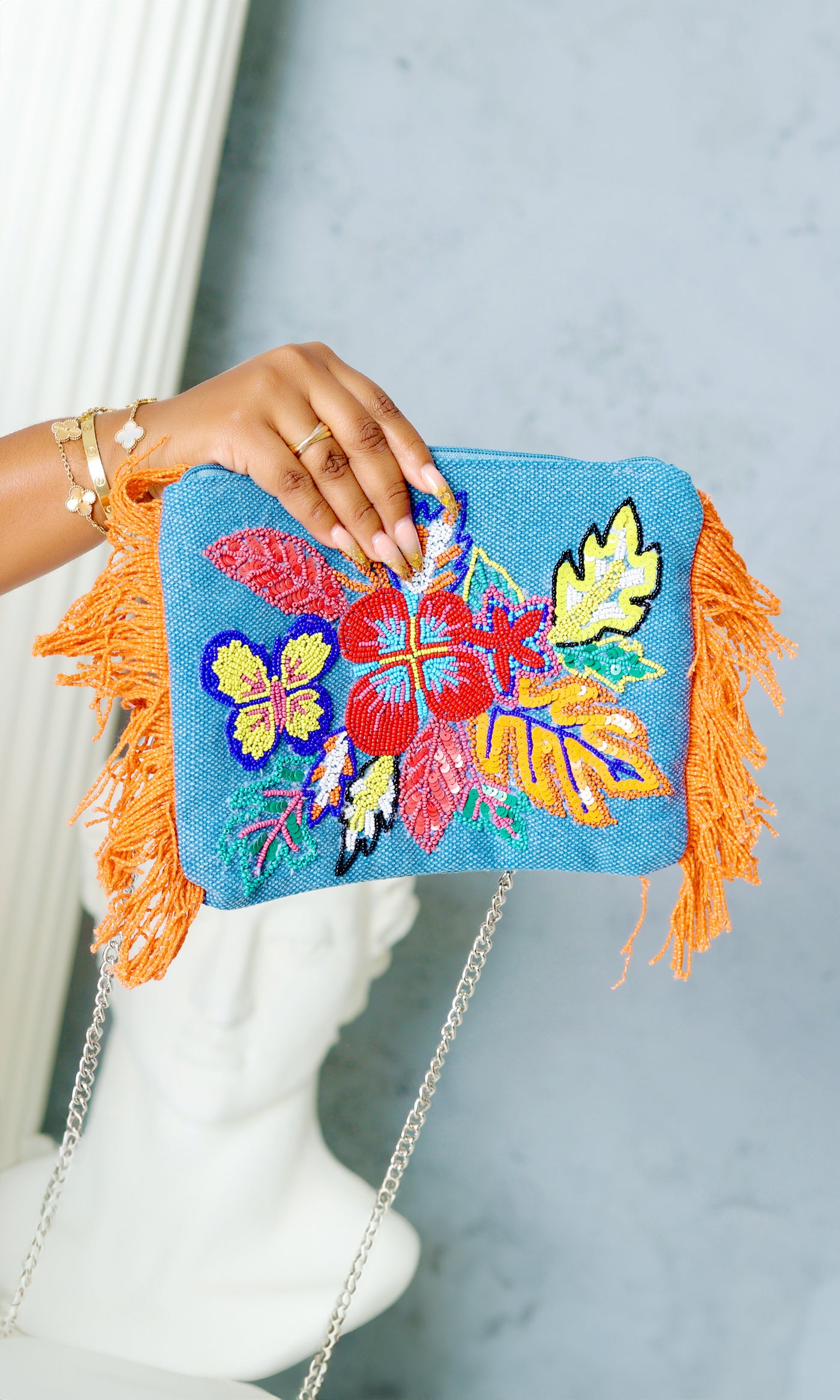 Rainbow Flutterby Foliage Clutch - Cutely Covered