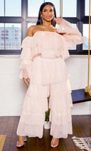 Tiered Ruffle Tulle Pants Set - Blush PREORDER Ships End April - Cutely Covered