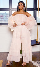 Tiered Ruffle Tulle Pants Set - Blush PREORDER Ships End April - Cutely Covered
