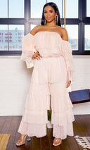 Tiered Ruffle Tulle Pants Set - Blush PREORDER Ships End April - Cutely Covered