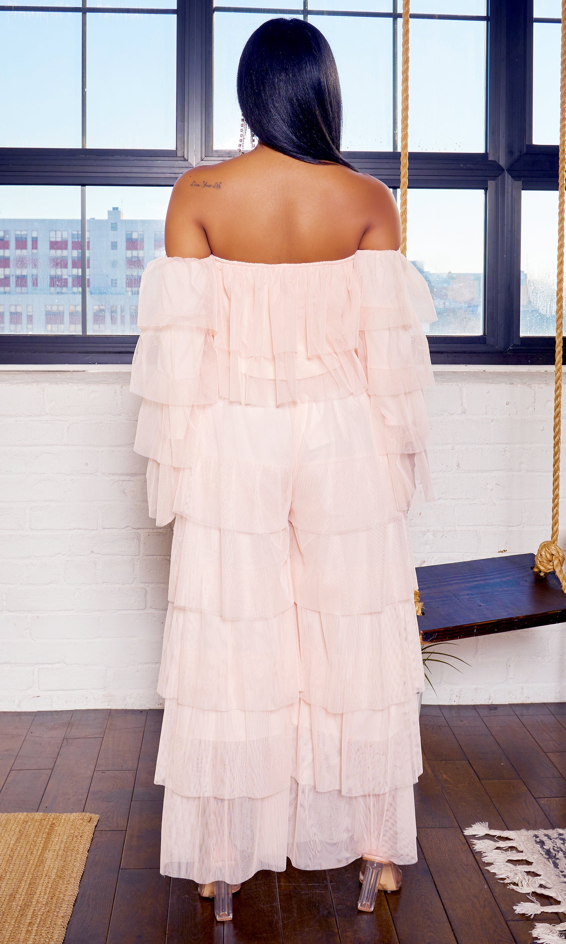 Tiered Ruffle Tulle Pants Set - Blush – Cutely Covered