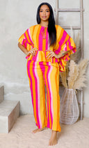 Cityscape Button-Up Blouse and Pant Set - Rose/Orange - Cutely Covered