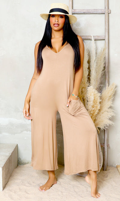 Stretch Chic Jumpsuit - Nude - Cutely Covered