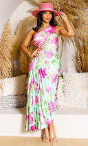 Gorgeous  | One-Shoulder Cutout Asymmetrical Dress - Pink Lime - Cutely Covered