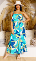 Ethereal Woven | Lazure Midi Flare Dress - Navy Multi - Cutely Covered