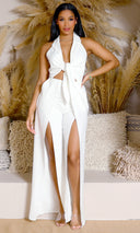 Sunlit Halter Tie Jumpsuit | White - Cutely Covered