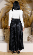 Sleek Satin Wide-Leg Pants - Black [Vendor, quantity & price] - Cutely Covered