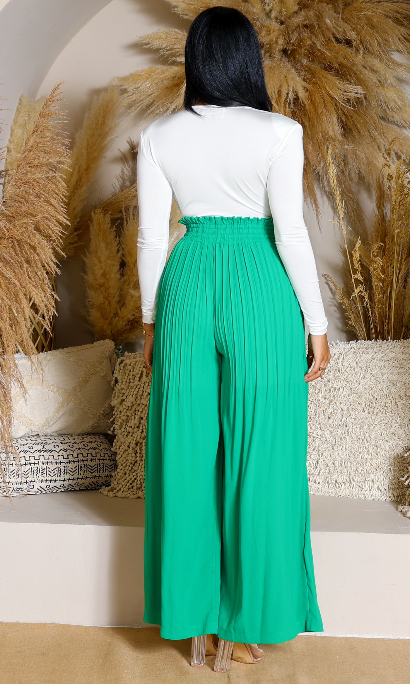 Effortless Comfort Wide-Leg Pants - Green - Cutely Covered