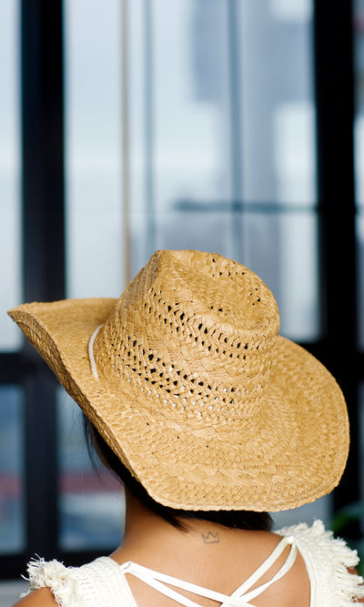 Western Straw Hat - Latte - Cutely Covered