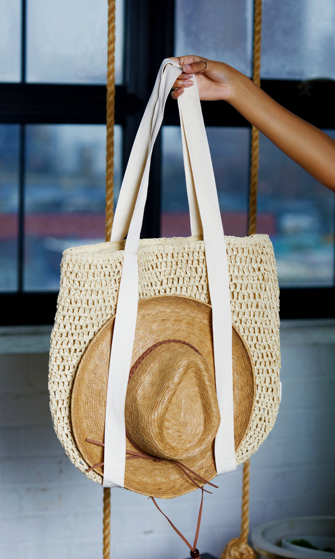Straw Tote Bag - Tan - Cutely Covered