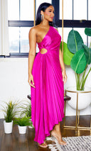 one-shoulder cutout asymmetrical dress Modern Day Glam One Shoulder Asymmetrical Maxi Dress in Berry