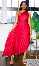 Gorgeous  | One-Shoulder Cutout Asymmetrical Dress - Red - Cutely Covered