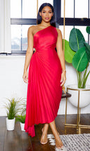 Gorgeous  | One-Shoulder Cutout Asymmetrical Dress - Red - Cutely Covered