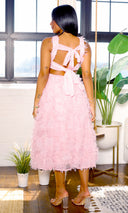 Graceful | Tie-Back Mesh Midi Dress - Pink - Cutely Covered