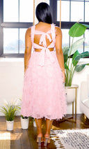 Graceful | Tie-Back Mesh Midi Dress - Pink - Cutely Covered