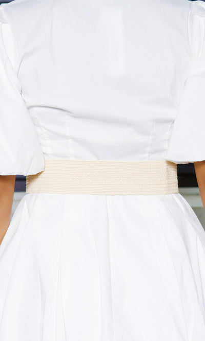 Elastic - Buckle Waistband Belt - Ivory - Cutely Covered
