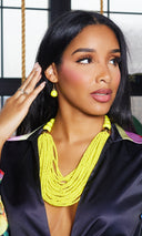 Yellow Bead Layer Necklace with Earrings Set - Cutely Covered