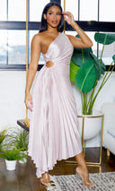 Gorgeous  | One-Shoulder Cutout Asymmetrical Dress - Ivory - Cutely Covered